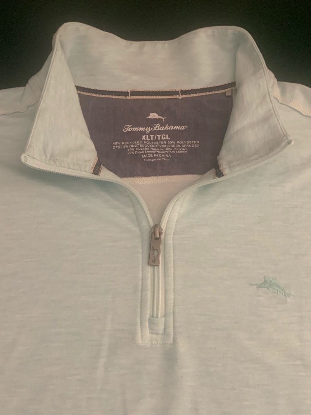 TOMMY BAHAMA Mint Green Lt Wt 1/4 Zip Sweatshirt